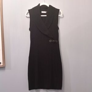 Black Sleeveless shawl collar Calvin Klein dress